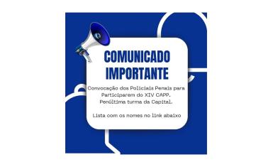 A SEAP Publica lista de convocados para o XIV Curso de Aperfeiçoamento Policial Penal.