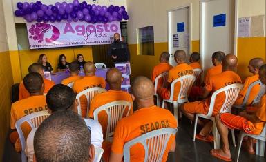 Reeducandos participam de campanha de combate a agressão à mulher